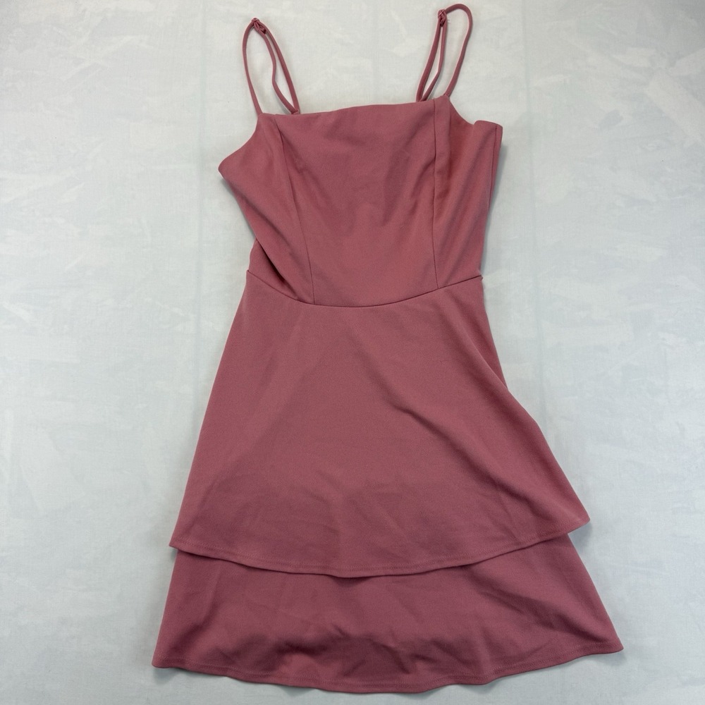 Altard State Lexton Women's M Pink Tiered Mini Dress Spaghetti Strap USA Made